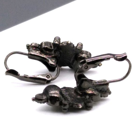 Vintage Berebi Pearl and Crystal Drop Earrings in Gunmetal Gray, Signed Designer - Picture 4 of 5